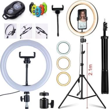 Imagem de Iluminação Anel de luz Led Ring Light + Tripé 2 Metros Maquiagem Estúd