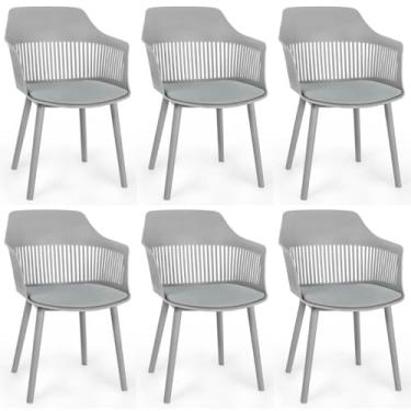 Imagem de Kit 6 Cadeiras de Jantar Estofada Marcela (Cinza)