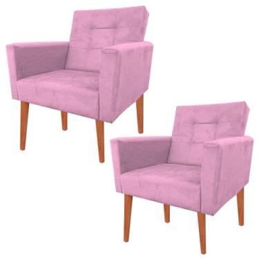 Imagem de Kit 2 Cadeira Poltrona Escritorio Recepção Reforçadas Nina Almofada - 