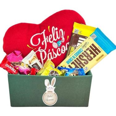 Imagem de Presente de Páscoa Cesta de Chocolates Barra Coração Pelúcia - Lacta