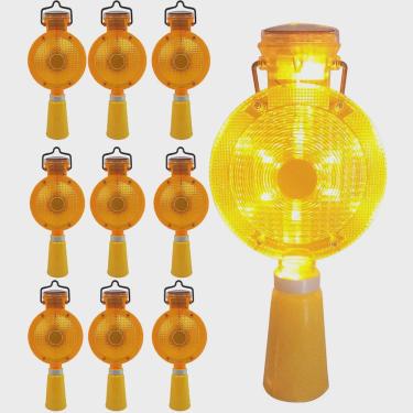 Imagem de Sinalizador Viario Solar Cone Kit 10 Uni Sinalizaçao Segurança Luz Led Iluminaçao Evita Acidente Rodovia Iluminaçao