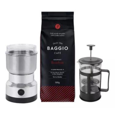 Imagem de Kit Cafeteira Prensa + Moedor De Grãos + Café Em Grão Baggio