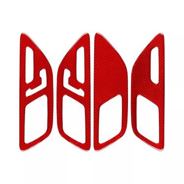 Imagem de Acabamento de botão de ajuste de assento de fibra de carbono genuíno para Benz W206 C-Class 2022-2024 - Vermelho