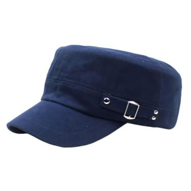 Imagem de Surakey Boné unissex de algodão liso militar cadete militar boné de caminhoneiro para homens e mulheres atividades ao ar livre, azul marinho