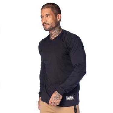 Imagem de Camiseta Manga Longa Masculina Over Surf Preta, Preto, GG