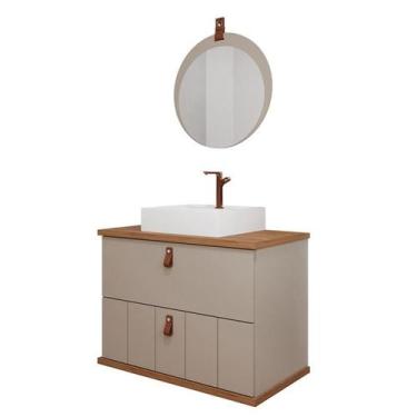 Imagem de Gabinete de Banheiro Milano 80 com Espelho Lua Cappuccino/Freijo - MGM