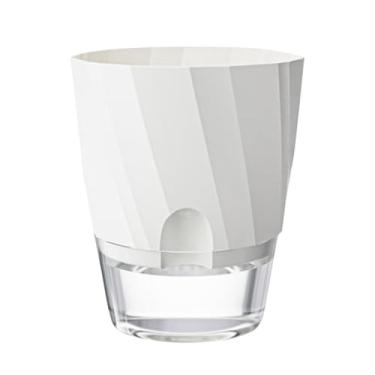 Imagem de CUAJHNPX Vaso de flores automático com absorção de água para pessoas preguiçosas, cultivo de água visível transparente, 3 peças em cada, recipiente de plástico espesso (branco, grande)