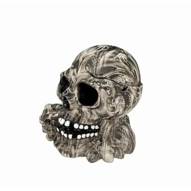Imagem de Cinzeiro Criatividade Crânio Desktop Cinzeiros para Homens Fumar Moda Engraçado Moderno Material de Resina para Uso Doméstico Escritório Ornamentos de Halloween (Cor: Preto)