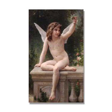 Imagem de NHLDZYH William Adolphe Bouguereau Impressões artísticas - Pintura de retrato - (O prisioneiro) - Pôster temático de mitologia grega - Pôster de decoração de parede vintage. Somente tela 70 x 119 cm