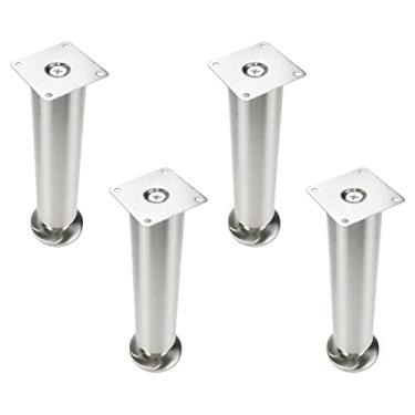 Imagem de Bitray Pernas de móveis de 25,4 cm prata aço inoxidável pernas de sofá pés ajustáveis para móveis - 4 peças