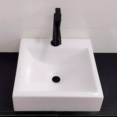 Imagem de Cuba para Banheiro Pia de Apoio Redonda Mármore Sintético Lavabo Branco