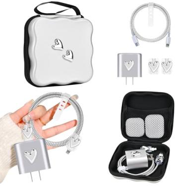 Imagem de CameCosy Capa de armazenamento de carregador de telefone faça você mesmo para iPhone com protetor de cabo, protetor de fio para fone de ouvido, bolsa de armazenamento exclusiva para viagem