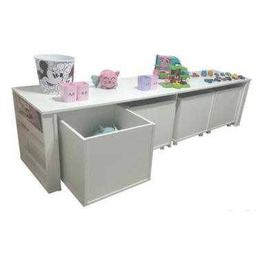 Imagem de Organizador Infantil Com Baús E Porta Livros Dennis 100% Mdf - WoodCor