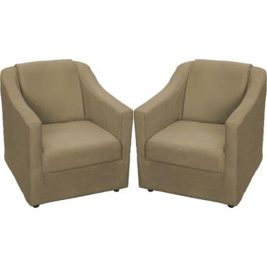 Imagem de Kit 2 Poltronas Mila Pé De Plástico Cromado - Nude Suede