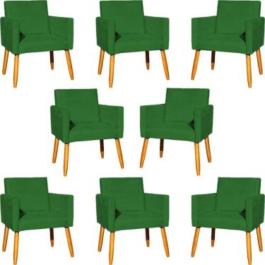 Imagem de Kit 8 Poltronas Nina Para Recepção Suede Cores Pé Palito 30cm Castanho - Suede