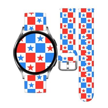 Imagem de Vieeki Pulseiras de relógio de 4 de julho compatíveis com Samsung Galaxy Watch 7/6/5/4/ 5 Pro (45 mm), 4 Classic (46 mm)/3 (41 mm)/Active 2, pulseira de silicone de substituição com bandeira dos EUA
