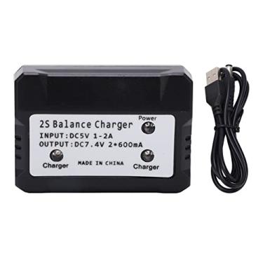 Imagem de Grcfumo 1 Pc LiPo Carregador de bateria RC Car Balance Chargers Cabo USB, 2S Balance Charger 7.4V LiPo Carregador de bateria para Wltoys RC Car Boat Plane Toy Preto