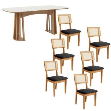 Imagem de Mesa de Jantar Retangular 180cm com 6 Cadeiras 100% MDF - Casa Lar SJ,