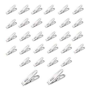 Imagem de ZHYOHEN Conjunto de clipes fixos de mola à prova de vento com 30 peças de aço inoxidável de 5 cm, grampo de metal para uso externo, adequado para fechamentos de sacos de lanches, porta-fotos, pastas