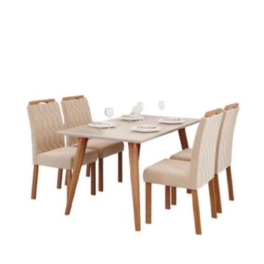 Imagem de Conjunto Sala De Jantar Adele 130cm Com 4 Cadeiras Paola Madeira/Off Wihite/Nature/Nude Cimol Móveis 