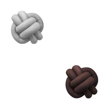 Imagem de Almofadas De Nó 28cm x 28cm Lindas Decorativas Sala Sofá Cama Cores (CINZA E MARROM)