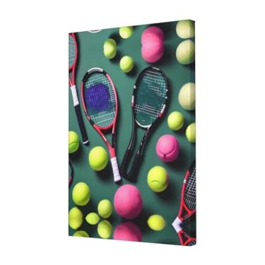 Imagem de Raquetes de tênis engraçadas e bolas de tênis, pintura decorativa sem moldura, 40 x 61 cm, para sala de estar, quarto, cozinha, casa, decoração de parede, pinturas