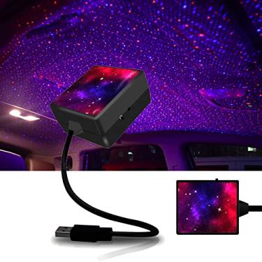 Imagem de VOVCAMLS Luz Noturna De Teto Carro Com Estrela, Projetor Usb, Decoração Neon Estroboscópio Ativado Por Som E Ajustável Rotação Automática Para Festa Romântica No Quarto