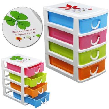 Imagem de Gaveteiro Organizador De Plastico Com 4 Gavetas Colors 15x13x9cm - FU 