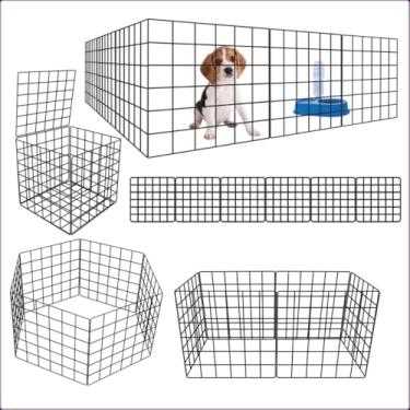 Imagem de Cercadinho Para Cachorro Cercado Pet Com 12 Módulos De 30x30Cm Tela Grade Cerca Para Filhote(6,PRETO)