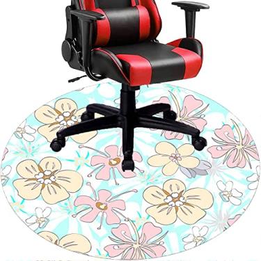 Imagem de Tapete de cadeira de escritório com flores, textura de flor, tapete de cadeira de mesa para piso de madeira de escritório doméstico, protetor de piso de pilha baixa multiuso, redondo, 99 cm
