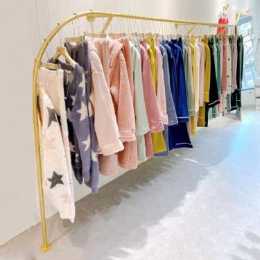Imagem de Roupas De Exibição Criativa Dourada Em Lojas De Roupas Boutique Tubo Industrial Moderno Prateleiras De Exibição De Roupas De Varejo Montadas Na Parede Armazenamento De Organizad, 170cm