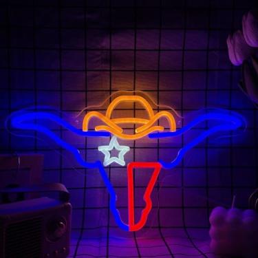Imagem de Texas Neon Sign Cowboys Light Signs for Wall Decor LED Western Lights Up Signs for Man Cave Bar Pub Bedroom Gift for Men Boys Birthday Wall Art