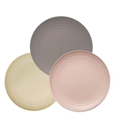 Imagem de Prato Sobremesa Lines de Fibra Bambu 20cm 6un piscinas,festas Lyor