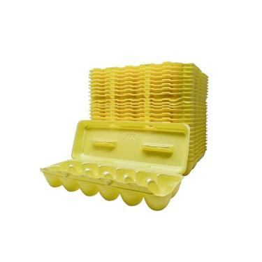 Imagem de Embalagem com 25 caixas de ovos de espuma, amarelas, feitas nos EUA, reutilizáveis com 12 caixas para ovos de galinha