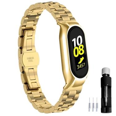 Imagem de Gheper Pulseira de relógio de metal compatível com Samsung Galaxy Fit2 SM-R220 316L aço inoxidável moldura protetora design pulseira pulseira de substituição para acessório inteligente Fit 2 SM-R220