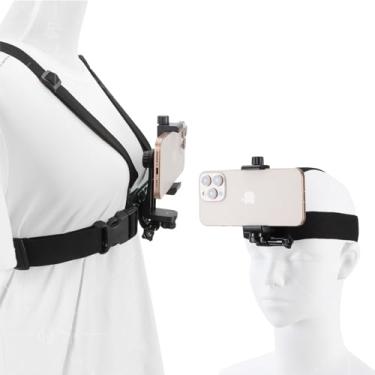 Imagem de Kit de suporte de alça de peito para celular para POV/VLOG, clipe de celular compatível com iPhone, Samsung, GoPro Hero 9, 8, 7, 6, 5, 4, 3, 2, 1, AKASO, DJI Osmo e câmeras de ação