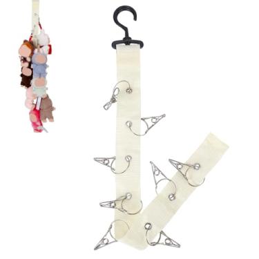 Imagem de Expositor Pendurado de Brinquedos Peluche, Corrente Pendurar Peluches com 8 Clipes Metal Organizador de Parede e Porta para Bonecas 15-17 cm Chapéus Cachecóis (Branco)