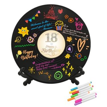 Imagem de LMVIYAN Vinil Record Decorações de Aniversário de 18 Anos Alternativas de Livro de Visitas, Sweet 18 Feliz Cumpleaños Decoracion Cartaz de Sinal de Lembranças de Festa, Ótimo Doce 18 Presentes para