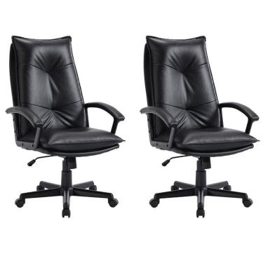 Imagem de Kit 2 Cadeiras para Escritório Denver Courino Preto