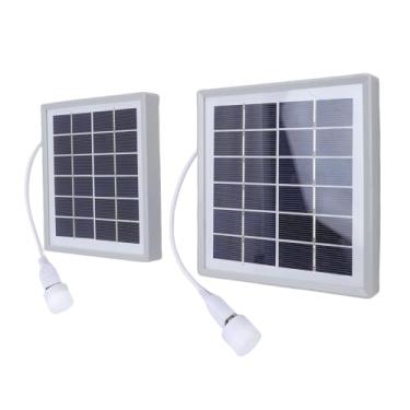 Imagem de VBESTLIFE Kit de Painel Solar Portátil, 2pcs Monocristalina Carregador de Painel Solar USB 5W Lâmpada Led para Camping Tenda de Caminhada Ao Ar Livre (Cinza)