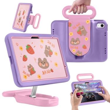Imagem de Capa infantil para iPad (A16) 11ª/10ª geração 2022/2025, capa com alça à prova de choque, capa à prova de quedas adequada para crianças para iPad Air 11 polegadas (2025) M3/M2, suporte ajustável para