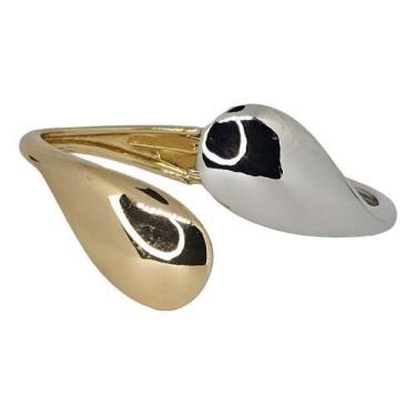 Imagem de Bracelete Feminino Bicolor Gotas Dourado Prata Moderna - Bellavie