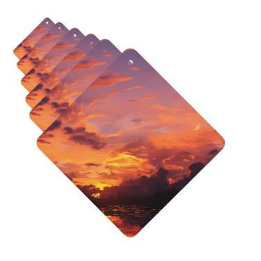 Imagem de Purificadores de ar para carro, 6 peças, para pendurar no carro, lavanda, cartões perfumados, pôr do sol ao anoitecer, tabletes de aromaterapia, ambientador suspenso para espelho retrovisor de carro