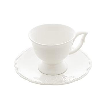 Imagem de XÍCARA PARA CHÁ COM PIRES DE PORCELANA SUPER WHITE QUEEN 200ML BRANCO LYOR