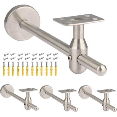 Imagem de Suporte De Poste Longo Para Corrimão De Escada De Montagem Na Parede 304 Suporte De Corrimão Ajustável De Aço Inoxidável Suporte Sólido Para Instalação De C, Flat Bottom, 200mm