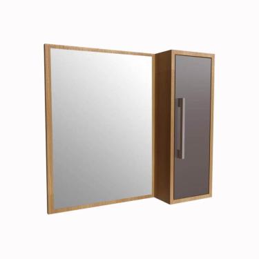 Imagem de Armário Espelheira Para Banheiro Alice Mel Grafite 1 Porta e 2 Prateleiras