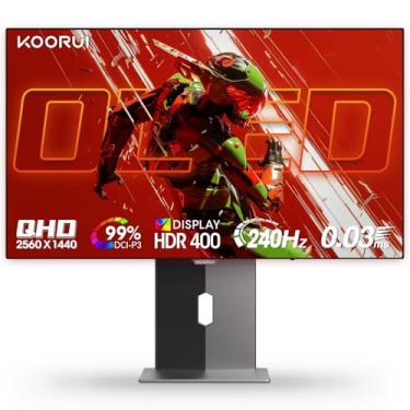 Imagem de KOORUI Monitor de jogos QD-OLED de 27 polegadas, monitor de 240 Hz, 0,03 ms, QHD 1440p AdaptiveSync, 99% DCI-P3, HDR True Black 400, ajuste de altura/pivô/inclinação/giro, HDMI e DisplayPort VESA