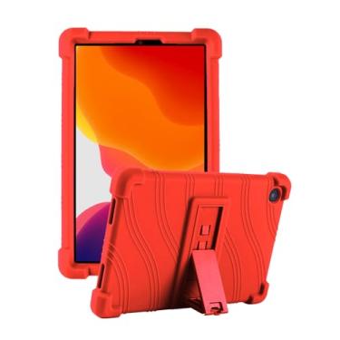 Imagem de Fannayipin Capa infantil TCL Tab 8 LE de 8 polegadas (9137W/9132X) – Silicone macio com suporte ajustável para PC, compatível com TCL Tab 8 Wifi/8V/8 Plus (vermelho)