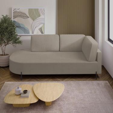 Imagem de Sofá Living Orgânico 2 Lugares 165cm Base de Ferro Braço Direito Norten Bege