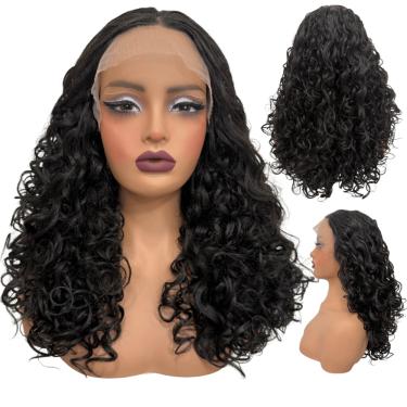 Imagem de Peruca cacheada front lace 55cm ondulada repartida futura